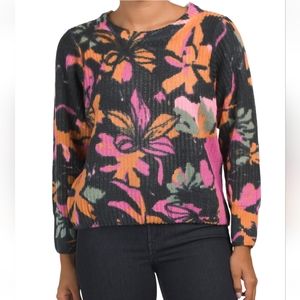 COCOBLEU floral SWEATER brand new LIGHTWEIGHT cable KNIT